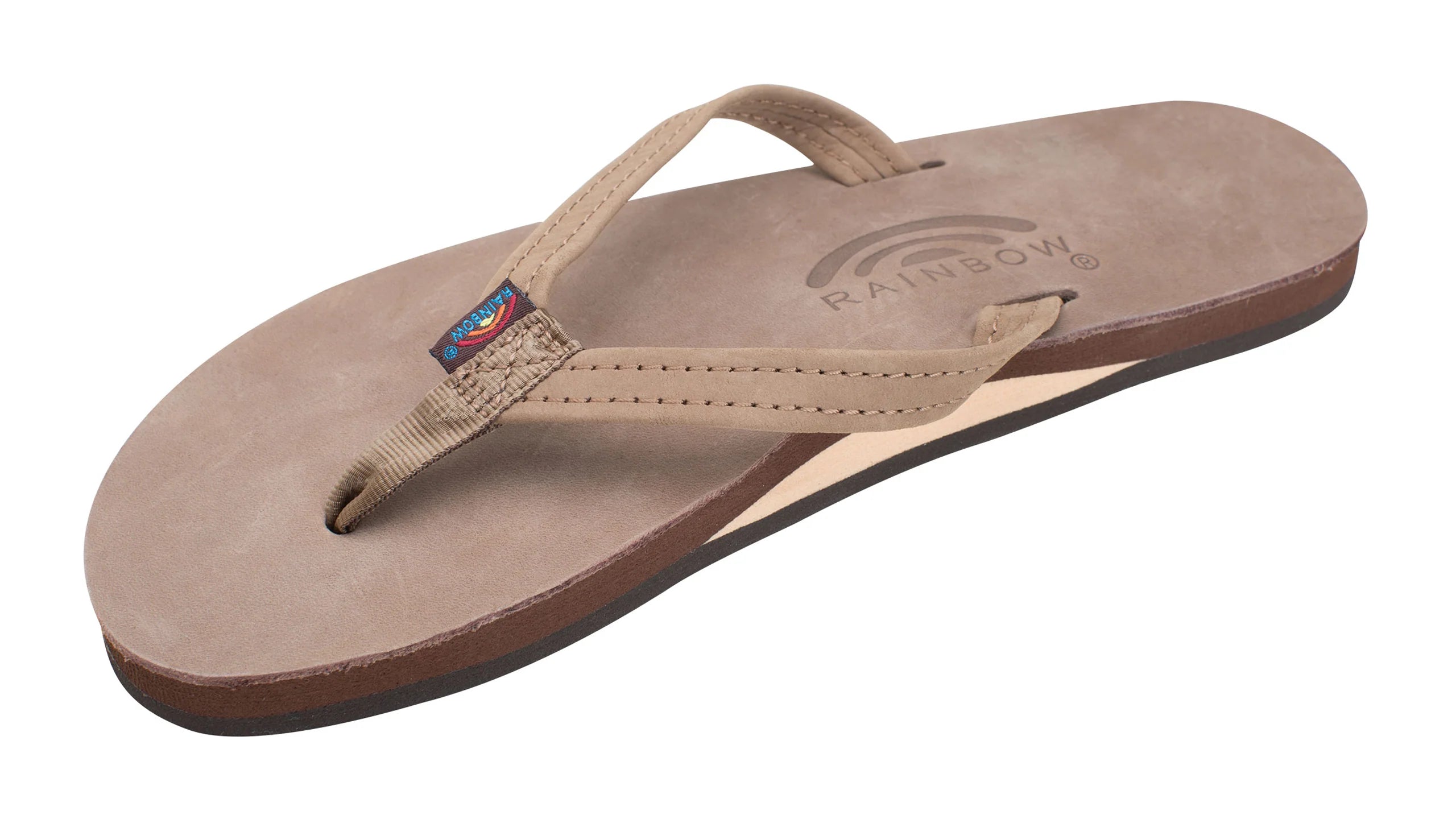 Rainbow Leather Sandal with 1/2" Narrow Strap, Arch Support, and Non-Slip Bottom