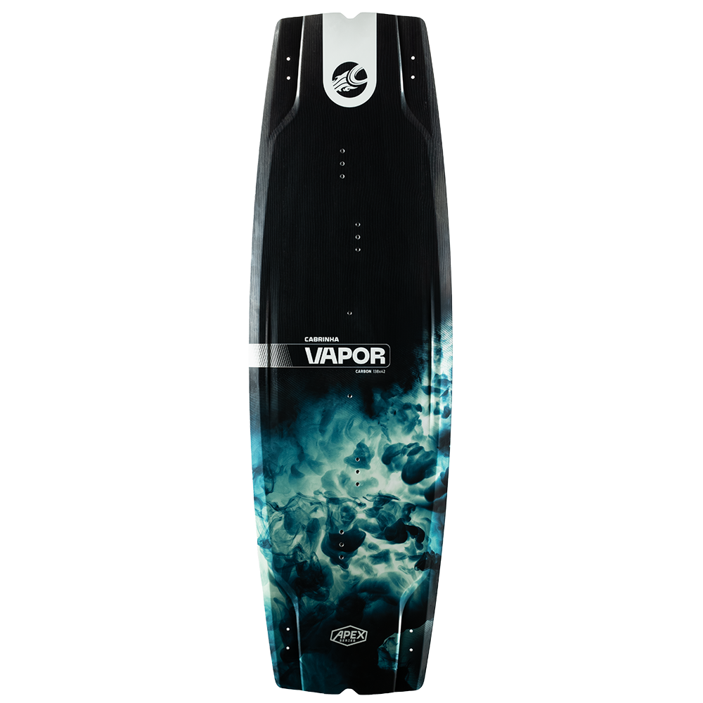 VAPOR APEX twin tip board carbon for Big Air kiting, with wood core and full carbon skin for weight, response, and aggressive pop. Includes 5cm fins, handles, screws.