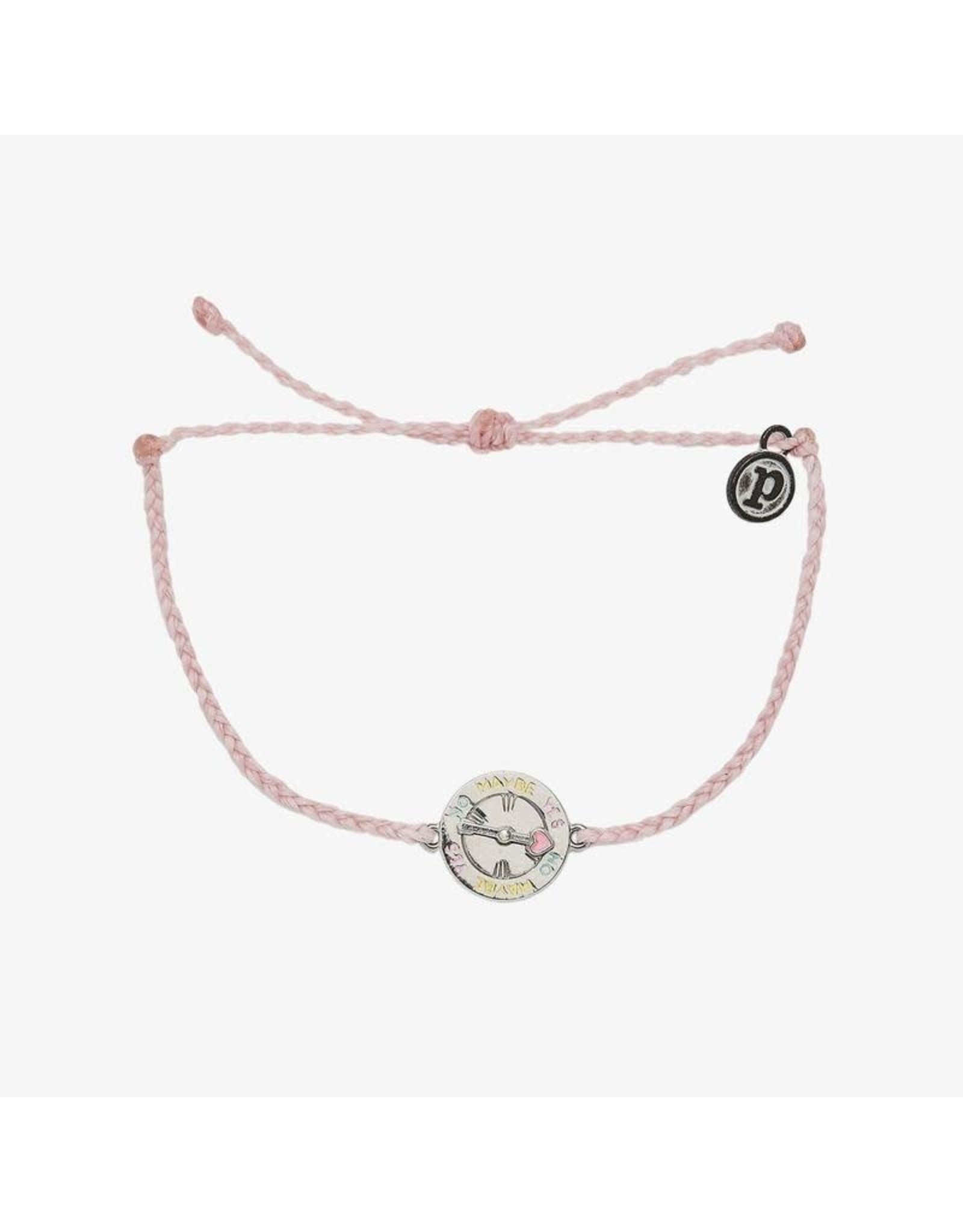 Silver bracelet with pink spinner charm, bitty braid design, colorful enamel charm, spring stack accessory