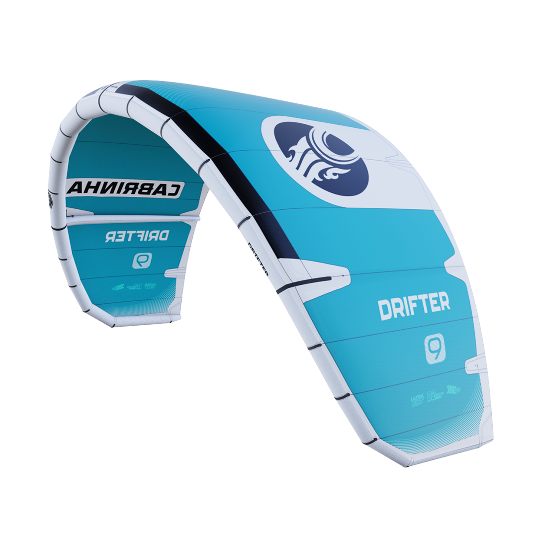 Cabrinha Drifter high-performance surf kite designed for wave riding, kite foiling, and strapless freestyle with Ultra HT construction and Vert-X Bridle.