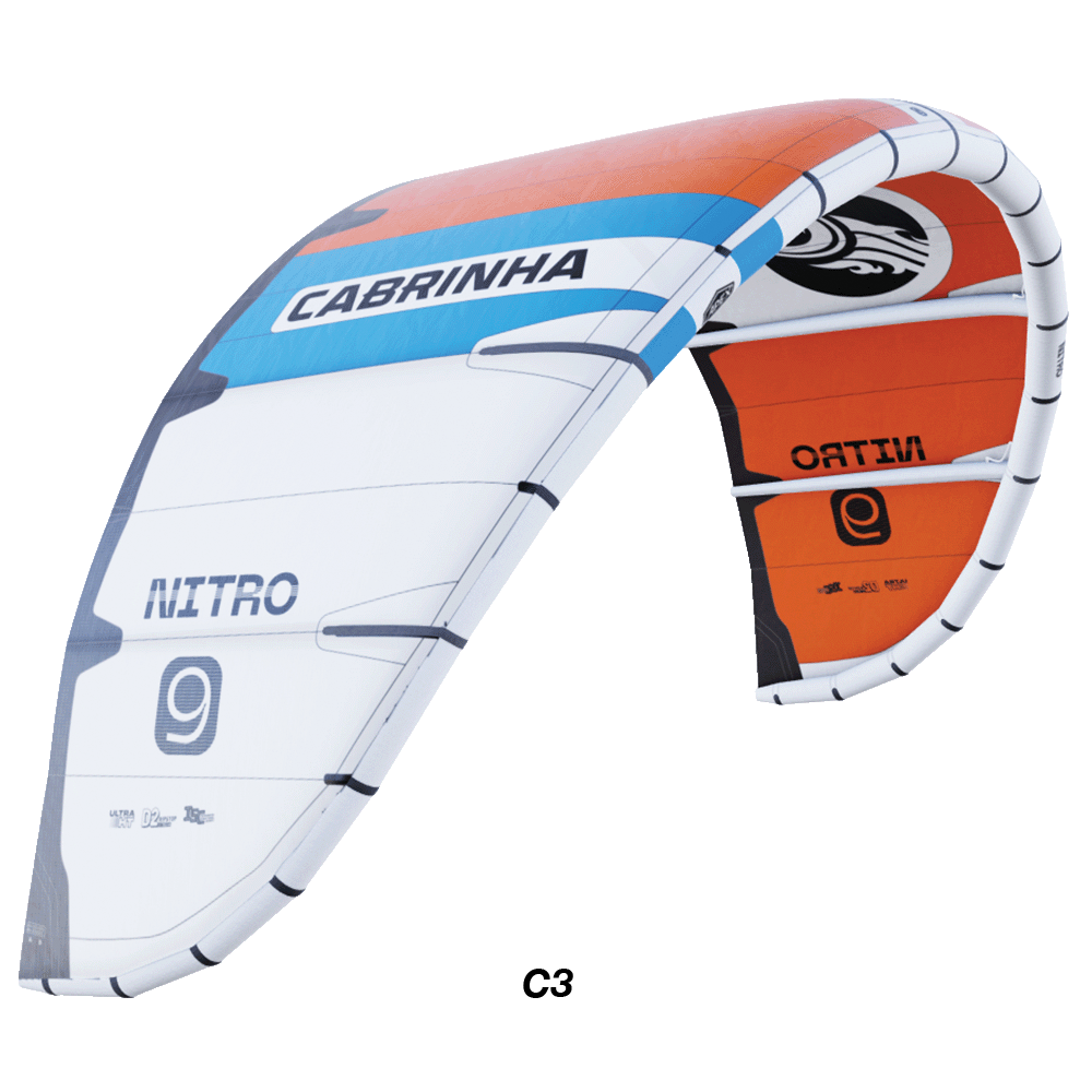 The 2025 Nitro Big Air kite, now in its third generation, featuring Pure Form Panels and Teijin D2 material for enhanced performance. Refined profiles improve canopy support during extreme tricks, while the new 7-point Apex bridle provides stability, feedback, and confidence for riders pushing their limits.