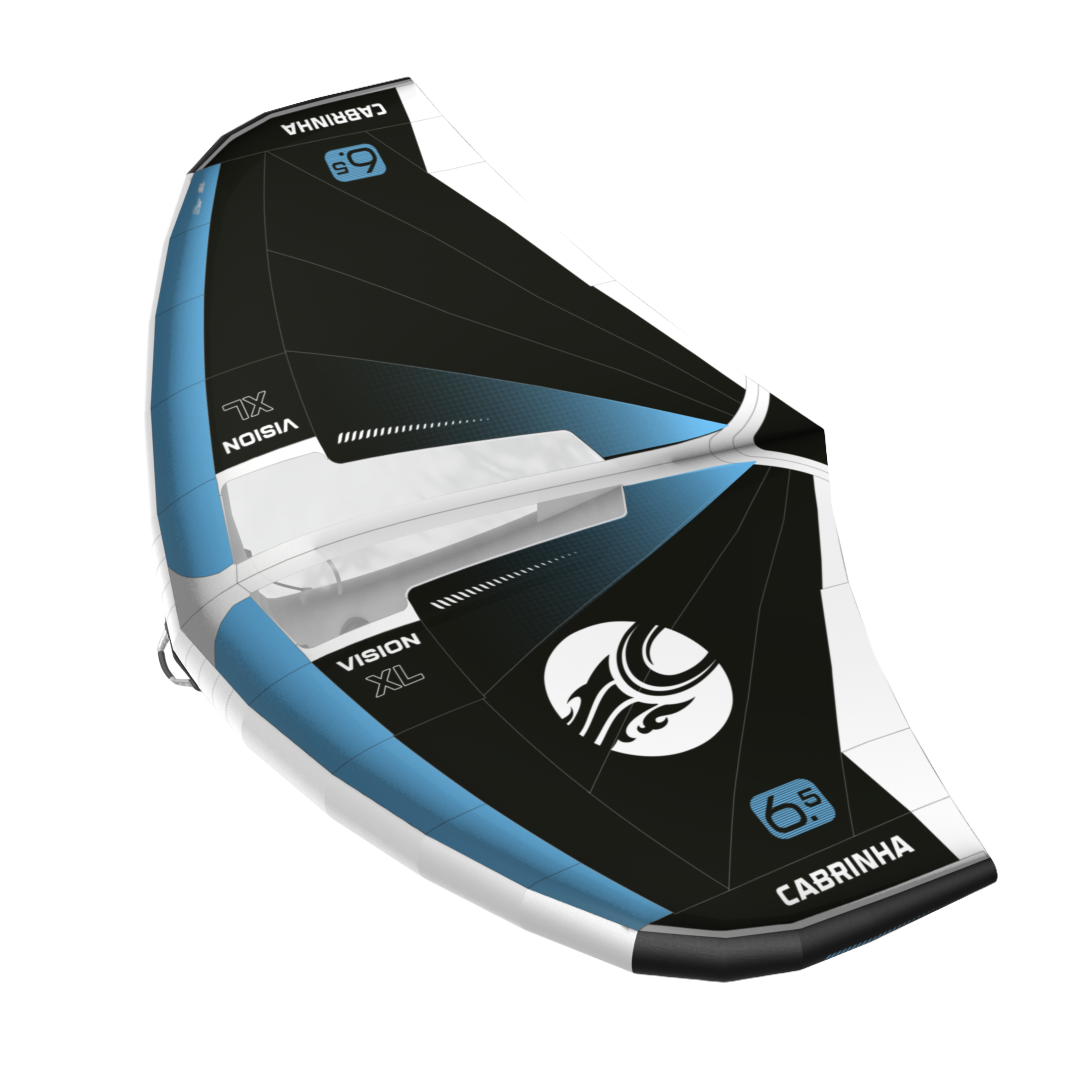 Cabrinha Vision XL light wind wing with rigid boom, designed for early foiling, low-end power and effortless handling in marginal conditions. Black.