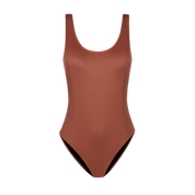 Rusty Saga Swimsuit with Mystic Print, Low Cut Back, and Cheeky Coverage, 90% Polyester / 10% Elastane, Rib (230gs)