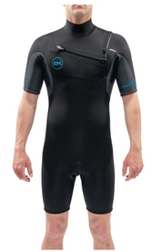 Men's Quantum Chest Zip Shorty 3/2mm Wetsuit - DK Limestone Neoprene, FLX_THERMO Lining, Apex Fit Pattern - XS to XXL Sizes - Ideal for Surfing and Water Sports