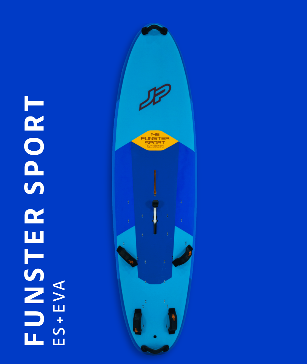 22 JP Funster Sport EVA windsurfing board with retractable daggerboard and full EVA deck for stability and comfort. Ideal for beginners to advanced riders.
