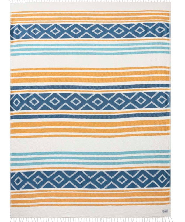 Sand Cloud Nomad Towel in Natural Color, 100% Turkish Organic Cotton, Whale Design, Sand Resistant - Sustainable and Absorbent!