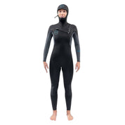 Dakine Women's Mission Chest Zip Hooded Fullsuit Wetsuit, 4/3mm or 6/5/4mm thickness, Apex Fit pattern for extreme freedom of movement, FLX lining, Hexo_Therm high loft, YKK zip, reinforced seams, Resist lining, multiple sizes available.