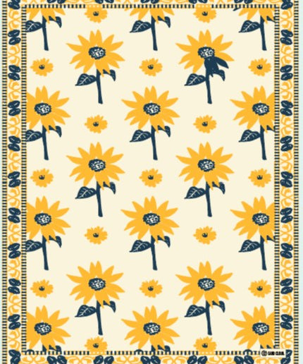 Sand Cloud Soraya Towel in Yellow, 100% Turkish Organic Cotton, Quick Dry & Sand Resistant, Sunflower Design, 70" x 80"